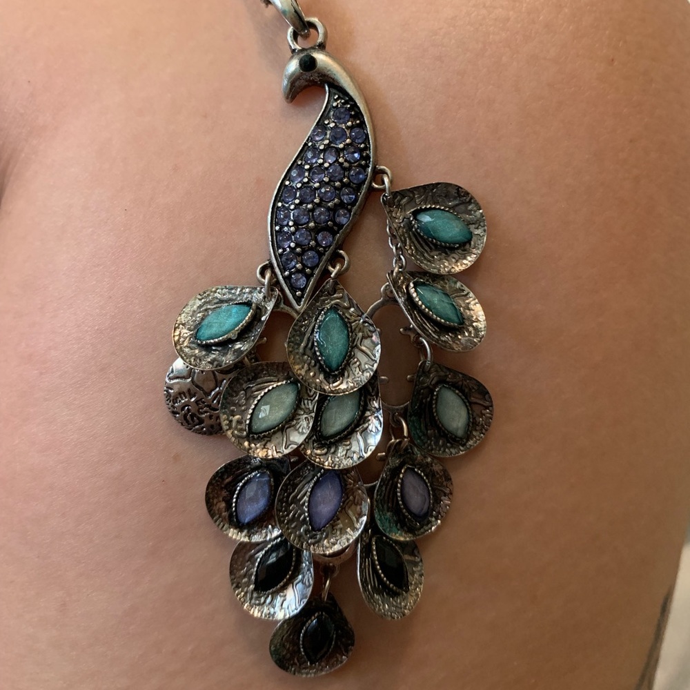 Long necklace peacock